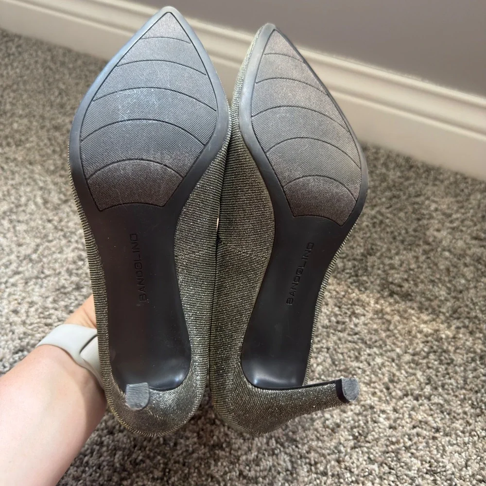 Bandolino Fairbury Silver Metallic Pointed Toe Pumps Heels Womens 10M